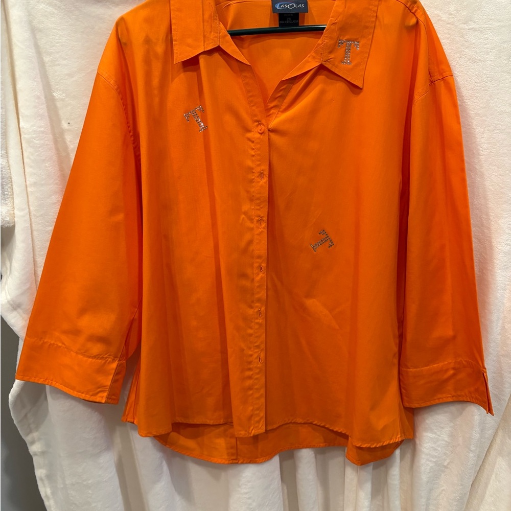 NWOT 2x GREAT FOR game day Go VOLS Vibrant Orange Embellished Blouse